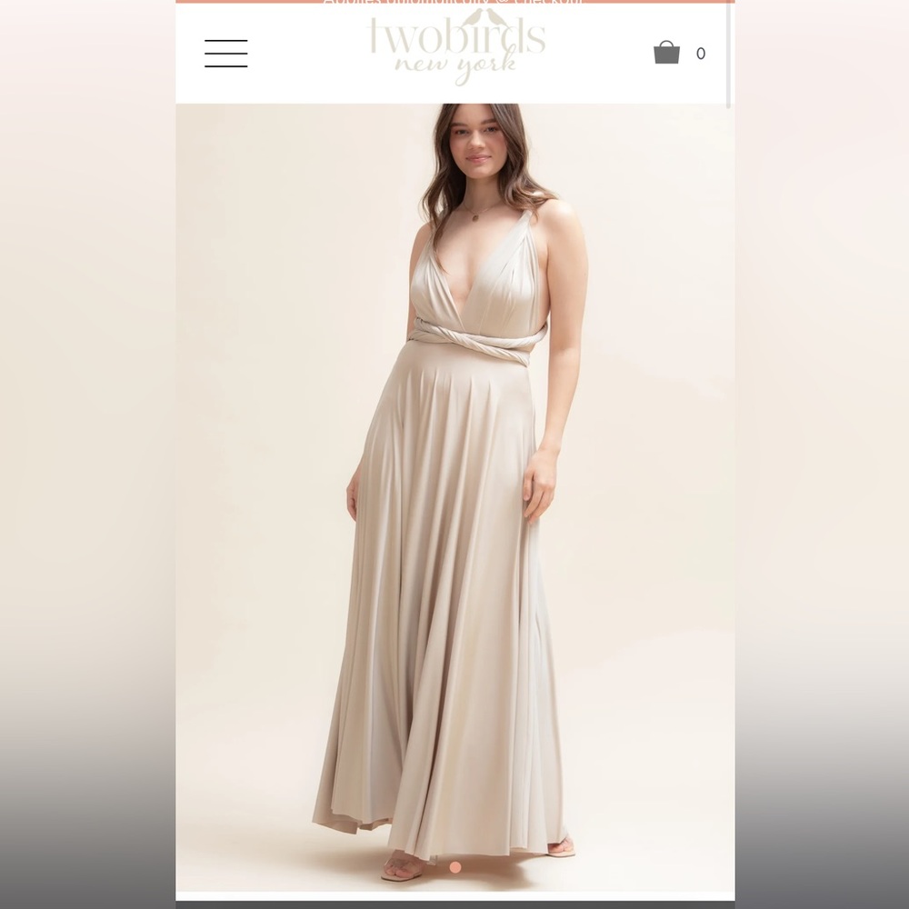 Two birds ballgown dress, size A, regular length, oyster